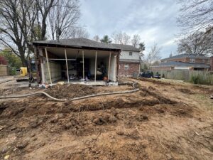 construction of garage and covered porch