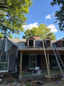 dormers being framed on a house