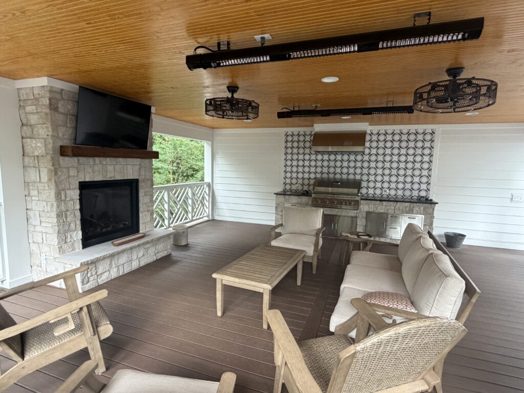 outdoor grill station above garage
