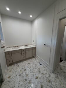 master bath with paneling