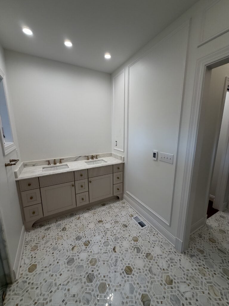 master bath with paneling
