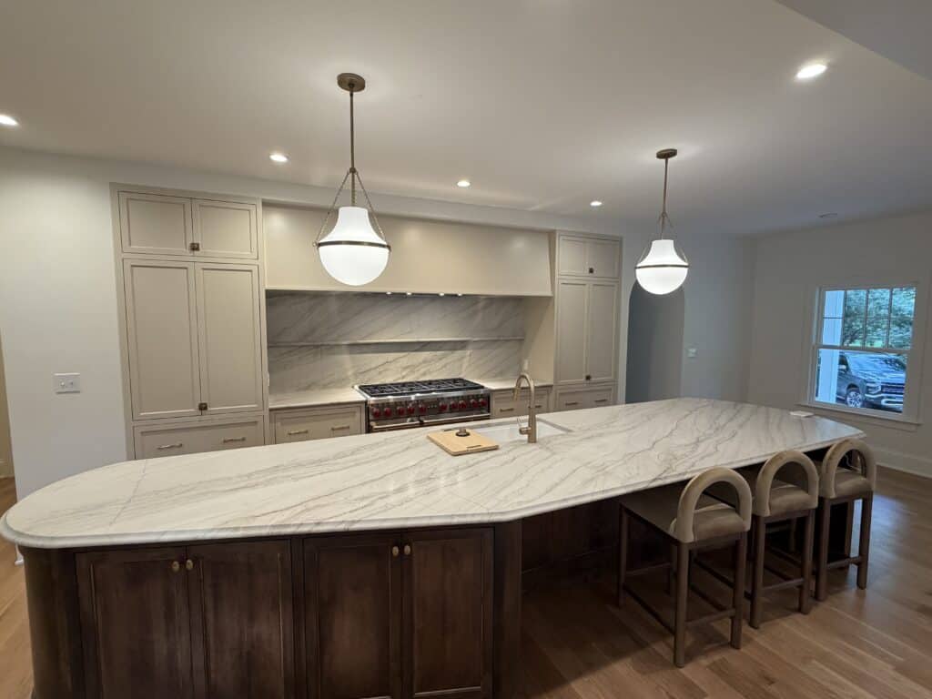 kitchen island with 48'' range