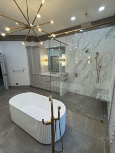 free standing tub with walk in shower