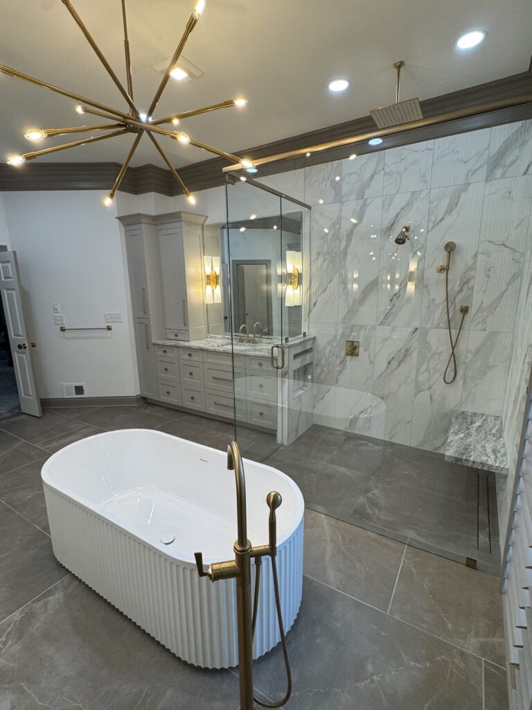 free standing tub with walk in shower