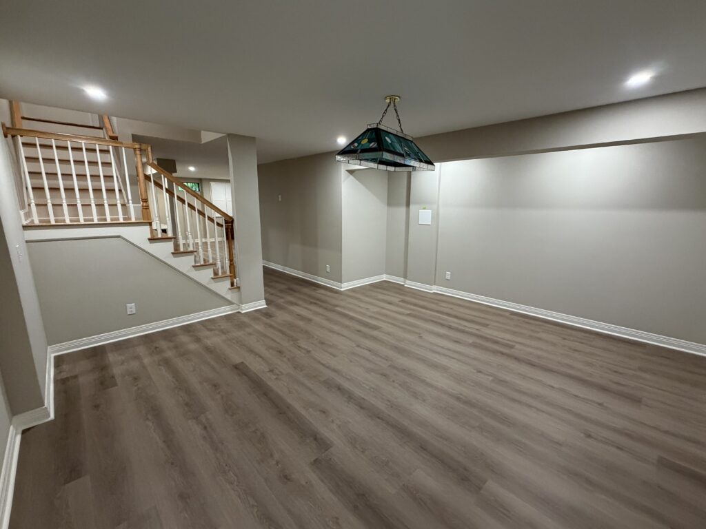 finished rec area in basement for pool table
