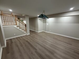 finished rec area in basement for pool table