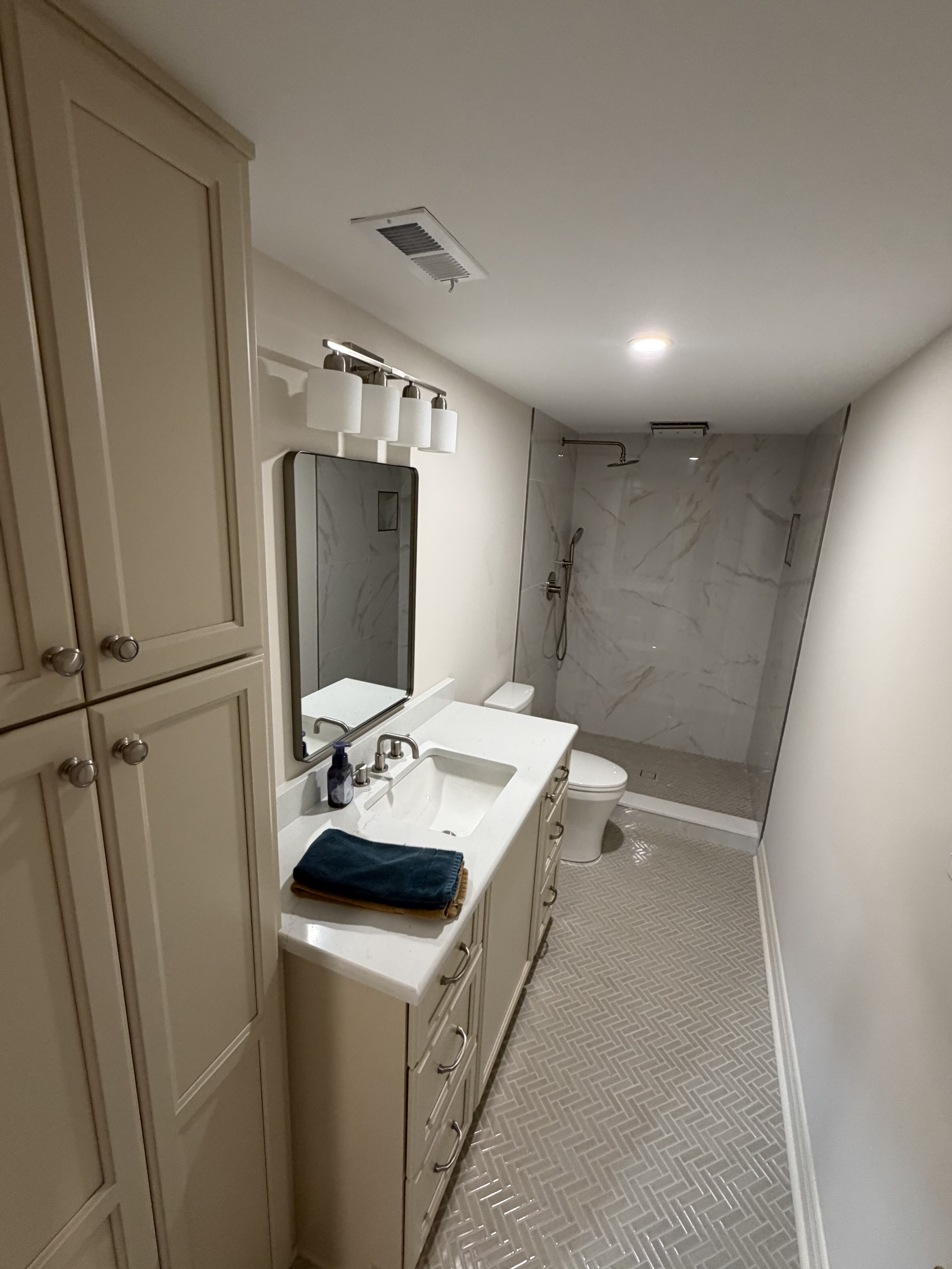 basement bathroom with shower